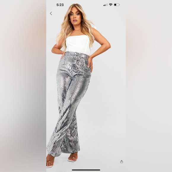 BOOHOO - Women’s Sequin Wide Leg Trouser Pant - U.S. size 20 - Picture 6 of 7